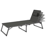Livarno Aluminium Ligbed met Zonnedak - Verstelbare Rugleuning - Inklapbaar en Weerbestendig - Met Kussen en Opbergnet - 193x67x32 cm - Max. 110 kg - Grijs