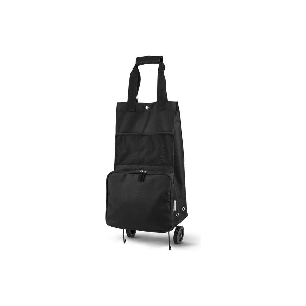 Opvouwbare Boodschappentrolley - 30L – Lichtgewicht Trolleytas met Wielen – 30L Inhoud – Met Drukknopsluiting en 2-Weg Rits – Ca. 53 x 28 x 22 cm – Inklapbaar Frame – Max. Draagvermogen 10 kg – Zwart/Grijs