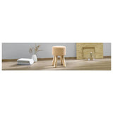 Bontkruk – Comfortabele Zitkruk – Zachte Imitatiebont Hoes – Gestoffeerd Zitvlak – Ronde en Hoekige Poef – Houten Poten – Kruk voor Woonkamer – Teddy Look – 110 kg Draagvermogen – Vilten Glijders – 29x40 cm of 30x30x40 cm – Krukje – Zitmeubel – Poefje