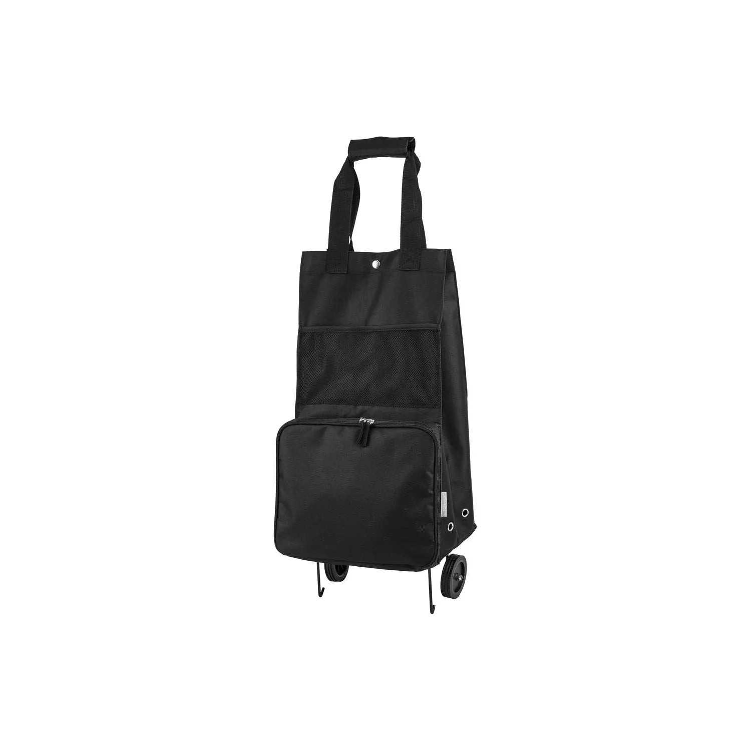 Opvouwbare Boodschappentrolley - 30L – Lichtgewicht Trolleytas met Wielen – 30L Inhoud – Met Drukknopsluiting en 2-Weg Rits – Ca. 53 x 28 x 22 cm – Inklapbaar Frame – Max. Draagvermogen 10 kg – Zwart/Grijs