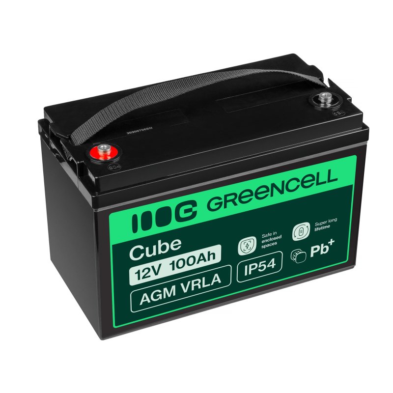 Green Cell AGM Accu 12V 100Ah VRLA Batterij - Onderhoudsvrije Voedingsaccu voor Zonnepanelen Caravan Boot UPS en Hernieuwbare Energie - Deep Cycle AGM Batterij met M6 Schroefaansluiting en 5 Jaar Levensduur