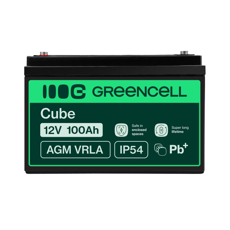 Green Cell AGM Accu 12V 100Ah VRLA Batterij - Onderhoudsvrije Voedingsaccu voor Zonnepanelen Caravan Boot UPS en Hernieuwbare Energie - Deep Cycle AGM Batterij met M6 Schroefaansluiting en 5 Jaar Levensduur