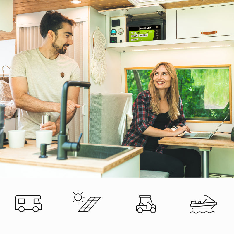 Green Cell LiFePO4 accu 50Ah – 12.8V 640Wh lithium ijzerfosfaat batterij – deep cycle camper accu – PV systeem batterij – boot accu – onderhoudsvrije energie opslag – BMS beveiliging – lange levensduur 3000+ cycli