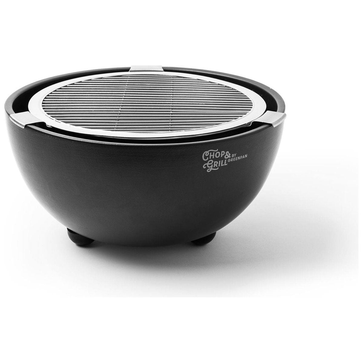 GreenPan Chop & Grill – Tafelmodel Houtskoolbarbecue – Ø 28 cm – Draagbare BBQ voor Balkon, Tafel of Picknick – Compact & Stijlvol – Eenvoudig Schoon te Maken – Kleur: Zwart/Groen
