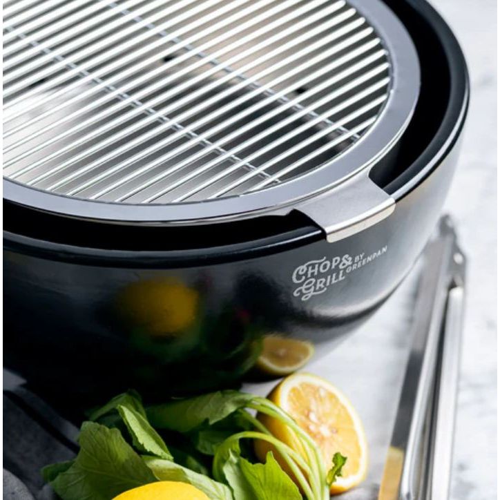 GreenPan Chop & Grill – Tafelmodel Houtskoolbarbecue – Ø 28 cm – Draagbare BBQ voor Balkon, Tafel of Picknick – Compact & Stijlvol – Eenvoudig Schoon te Maken – Kleur: Zwart/Groen