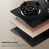 2-pits gaskookplaat – inbouw of tafelmodel – 73 x 41 cm – zwart gehard glas – gaskookplaat met thermokoppel vlambeveiliging – krachtige branders – veilige knopbediening – geschikt voor thuis, camper, buitenkeuken – eenvoudig schoon te maken