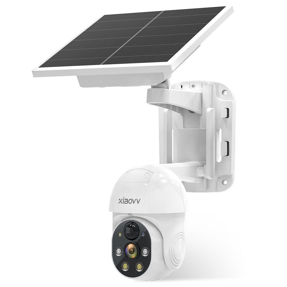 1080P Draadloze Zonnepaneel Beveiligingscamera – 355° Draaibaar – Nachtzicht in Kleur – Bewegingsdetectie – Oplaadbare 10000mAh Accu – IP65 Waterdicht – Bediening via App – Voor Binnen en Buiten