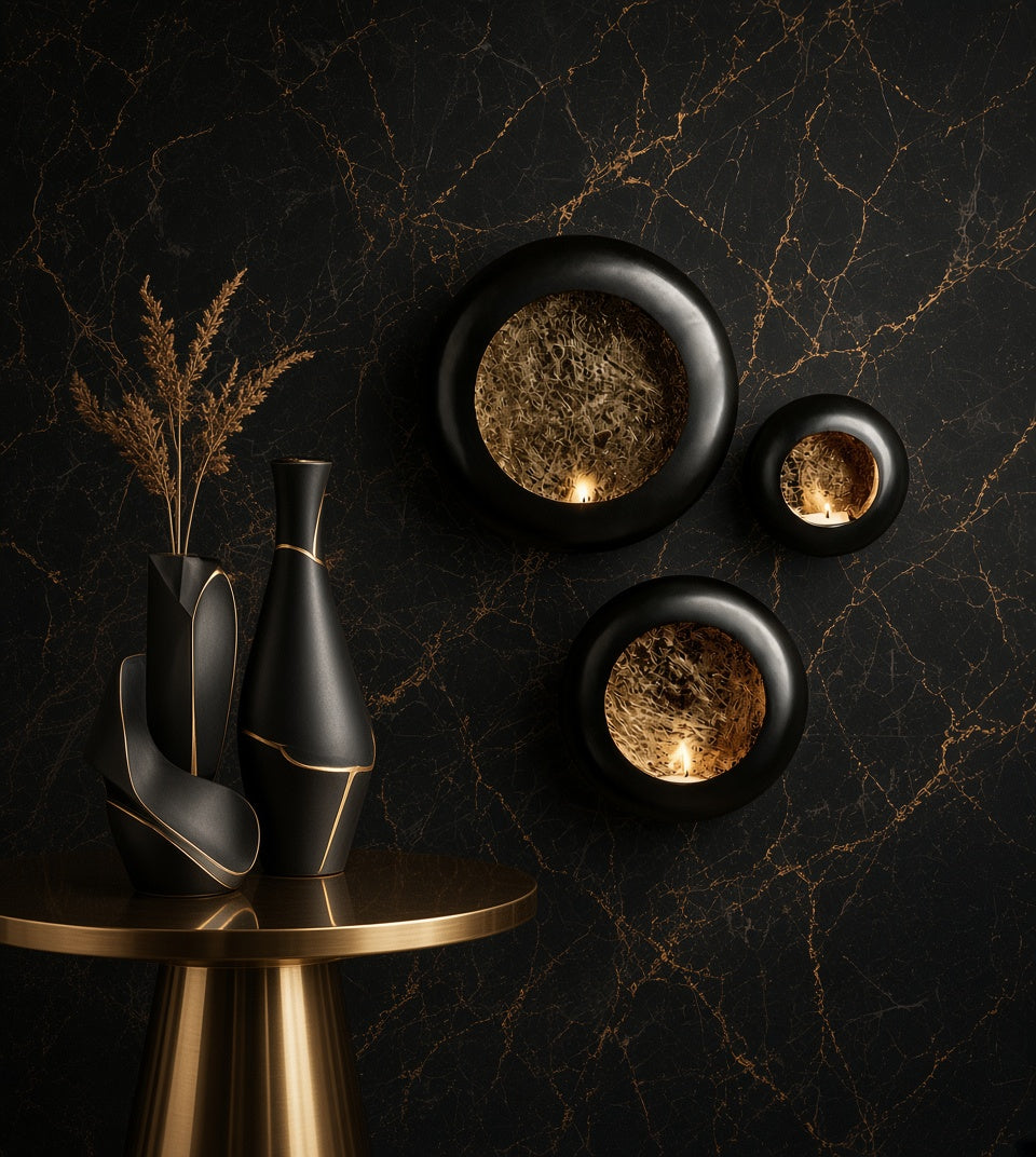 3 Stuks - Wandkandelaar Set Goud - Metalen Wandkaarsenhouders 13 18 en 23 cm - Ronde Kaarshouders voor Waxinelichtjes en Kaarsen - Smeedijzeren Muurdecoratie Wanddecoratie voor Woonkamer Slaapkamer Hal en Eetkamer