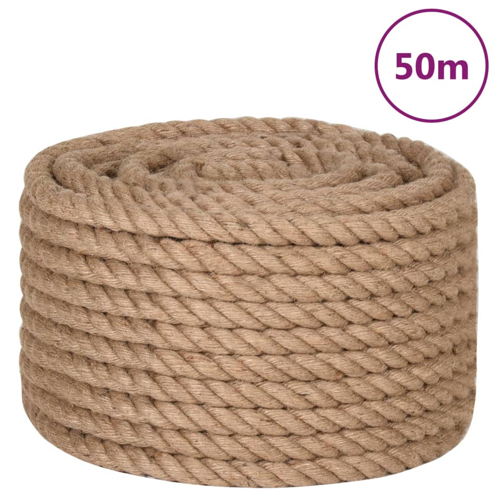 Jute Touw - 50 m - Ø 16 mm - 100% Natuurlijke Jute - Weerbestendig en Sterk - Voor Knutselen, Decoraties, Verpakken en Tuinieren - Gewicht 6,5 kg