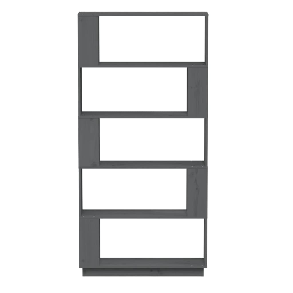 Boekenkast/Kamerverdeler - Grijs - 80x25x163,5 cm - Massief Grenenhout - Multifunctionele Opslag en Decoratie - Stevig en Duurzaam - Geschikt Voor Woonkamer, Slaapkamer of Kantoor