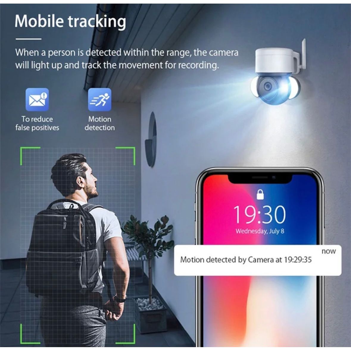 Uitgebreide Outdoor 5MP PTZ WiFi Bewakingscamera - IP66 Waterdicht - Compatibel Met App - Met Tweerichtingsaudio - Menselijke Detectie & Schijnwerper - Wit