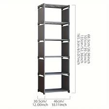 5-Lagen Boekenkast met 4 Opbergvakken – Moderne Boekenplank en Displaykast – Opvouwbare Organizer van Non-Woven Stof & PP – Ruimtebesparend Opslagrek voor Boeken, Documenten en Decoratie – 125×41×28 cm – Lichtgewicht & Duurzaam