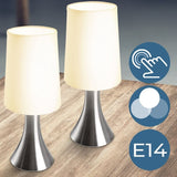 2 Stuks - Moderne Tafellampen met Stoffen Lampenkap - Dimbare Touch Bediening - Sfeerlampen voor Nachtkastje of Woonkamer - Tafellamp Set met E27 Fitting - Bedlampjes voor Slaapkamer of Dressoir - Zwarte Tafellampen