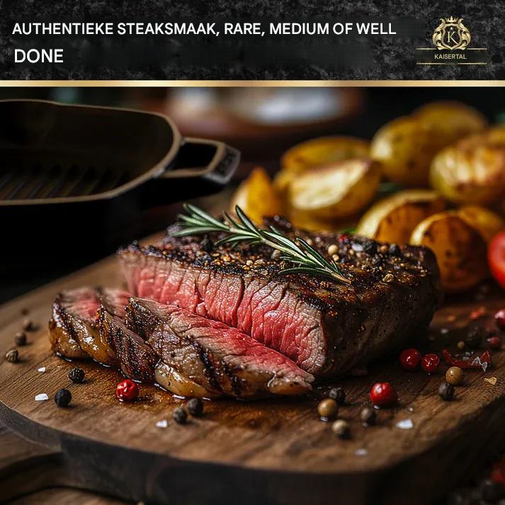 KAISERTAL Gietijzeren Grillpan 27 cm - Grillpfanne met Geribbelde Bodem en Lange Handgreep - Ingebrande Cast Iron Pan voor Inductie Gas Oven en BBQ - Steakpan Braadpan Koekenpan Inclusief Receptenboek