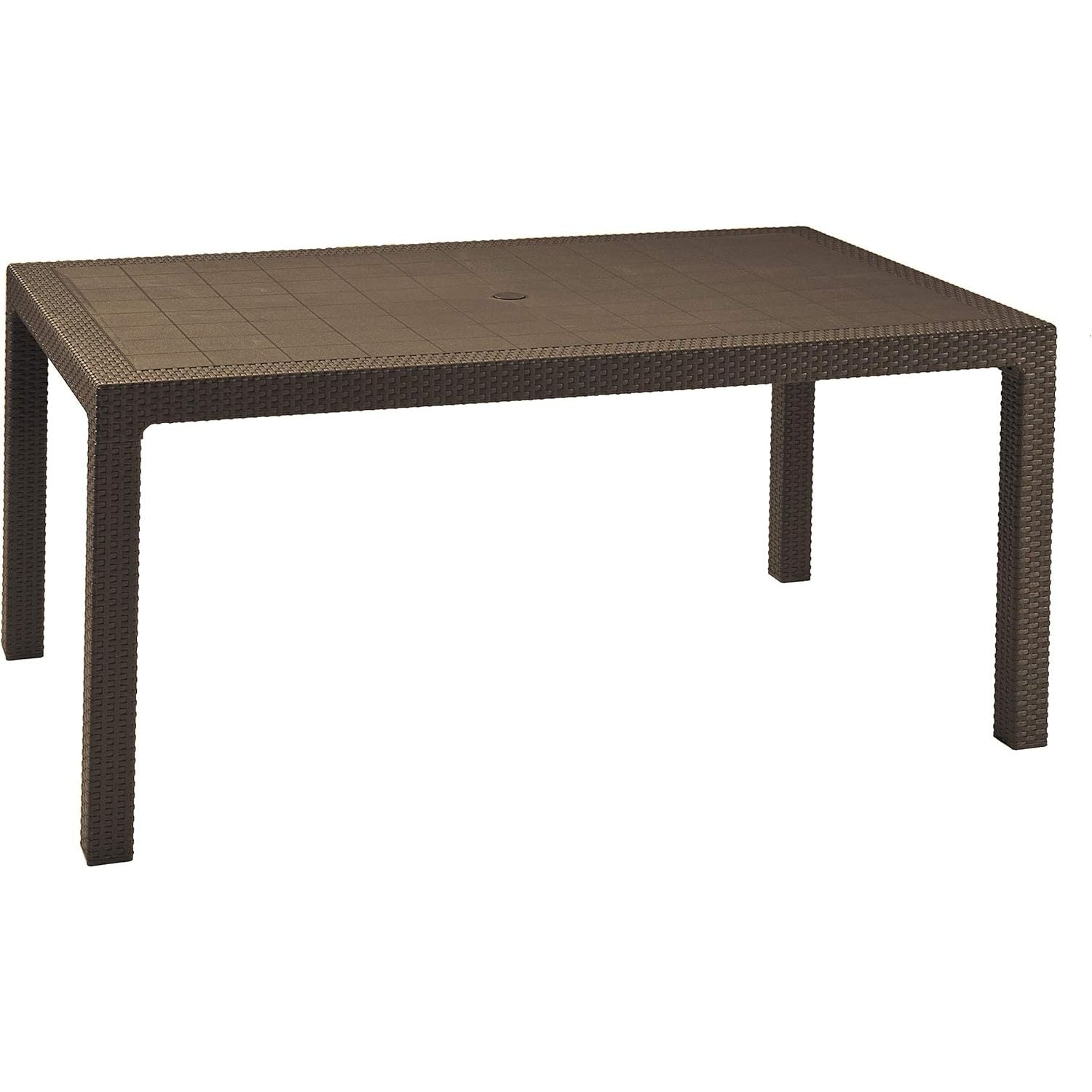 Keter Melody Tuintafel Rechthoekig – Kunststof Eettafel voor Buiten – Rattanlook – Onderhoudsarm & Weerbestendig – 160x94x74,5 cm – 6-Persoons – Bruin – Outdoor Loungen & Dineren