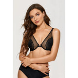 Dobreva - Kant Minimizer BH - Plunge Beha met Beugel - Verkleinende BH - Kant Bralette - Verstelbare Schouderbandjes - Maat 85B - Lace Bra - Minimizer Bra