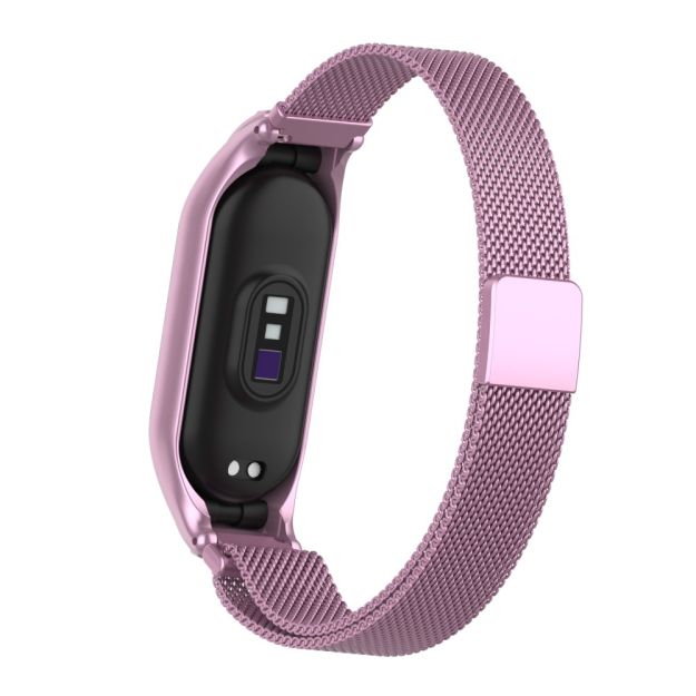 Mi Band 7 Roze Metalen Horlogeband - Stijlvolle Polsband - Verstelbare Roze Stalen Armband - Duurzame RVS Horlogeband - Vervangende Strap Voor Mi Band 7 - Hoogwaardige Metalen Polsband - Roze Milanees Bandje - Comfortabele Draagband