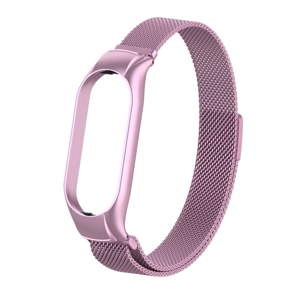 Mi Band 7 Roze Metalen Horlogeband - Stijlvolle Polsband - Verstelbare Roze Stalen Armband - Duurzame RVS Horlogeband - Vervangende Strap Voor Mi Band 7 - Hoogwaardige Metalen Polsband - Roze Milanees Bandje - Comfortabele Draagband