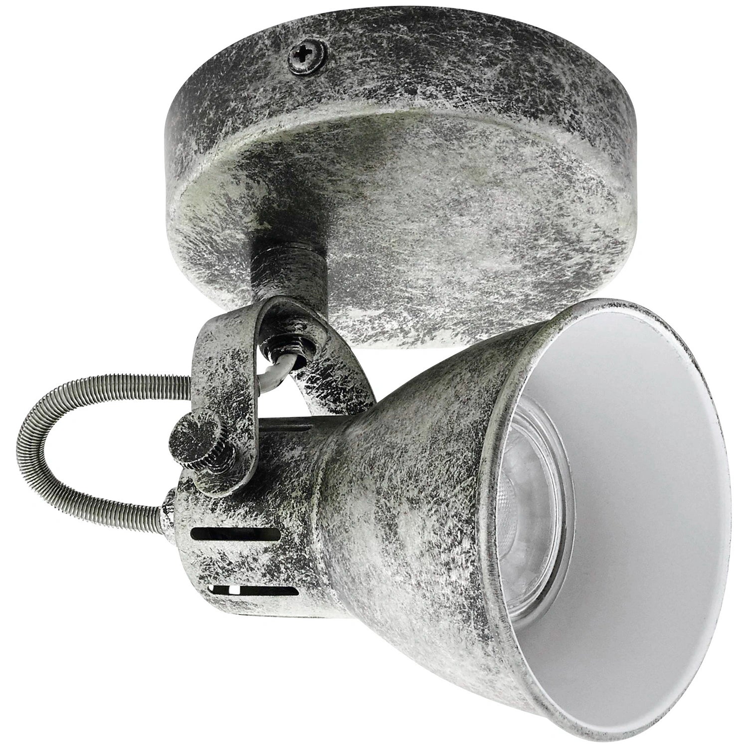 CASAYA LED Spot Laversdale – Wandlamp of Plafondlamp – Rond – 10 x 10 cm – GU10 Fitting – Inkl. LED Leuchtmittel – Schwenkbaar – Staal in Zink-Optiek – Industrieel Design
