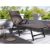 LIVARNO Home – Inklapbare Ligstoel – Aluminium Frame – Polyrattan Bekleding – Met Armleuningen en 2 Wielen – 6-Posities Verstelbaar – Voor Tuin, Balkon of Zwembad – 195 x 112 x 72 cm –