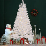 4FT Kunstmatige Witte Kerstboom – 122 cm – Witte Tinsel Boom – Ruimtebesparend Ontwerp – Stabiele Basis – Voor Binnen en Buiten Decoratie