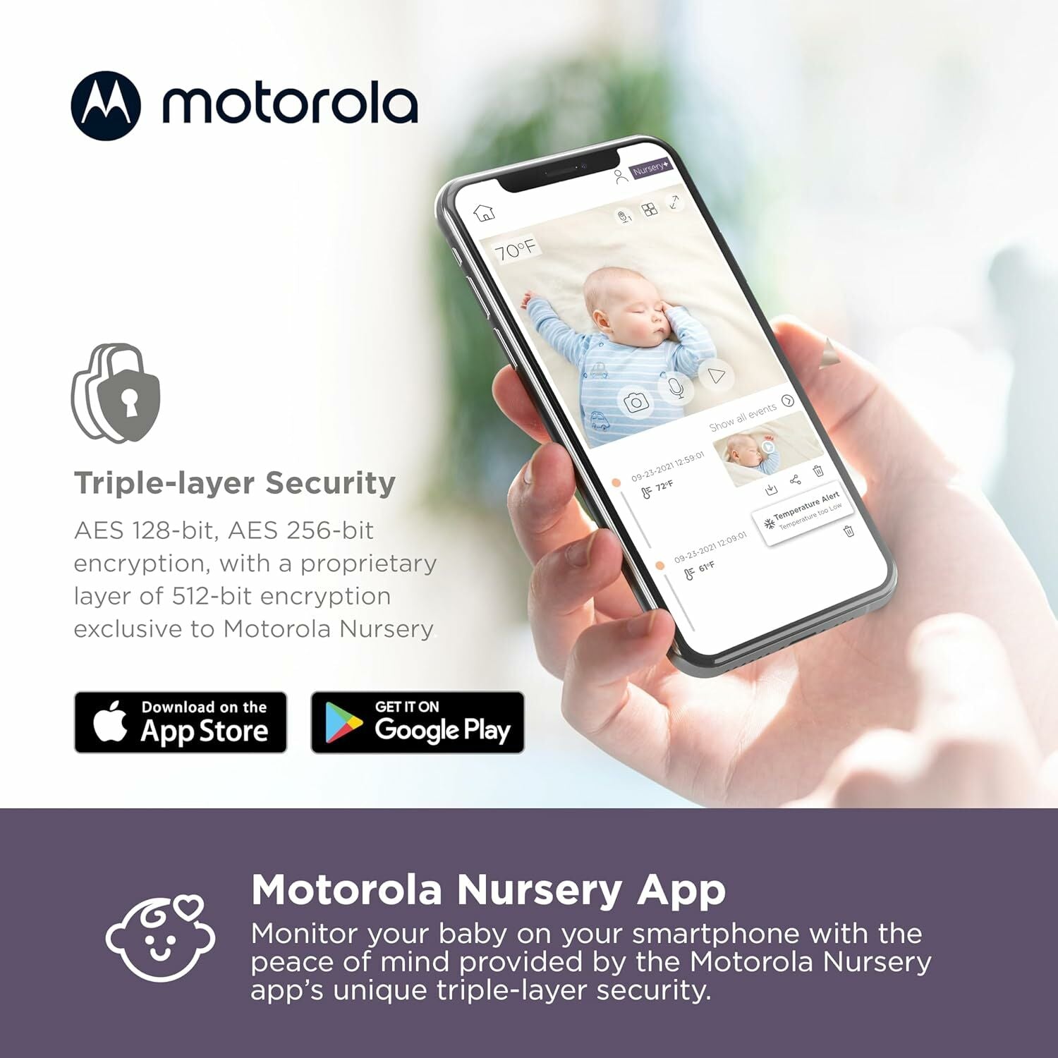 Motorola VM64 Connect video babyfoon – 4.3 inch scherm baby monitor – WiFi babycamera met 1080p HD app – pan tilt zoom camera – tweeweg communicatie – temperatuur sensor – draadloze babybewaking met display