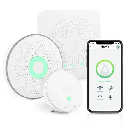 Airthings House Kit Luchtkwaliteitsmeter - Slimme Air Quality Monitor met Radon CO2 Fijnstof Vochtigheid en Temperatuur Sensor - Smart Home Luchtmeter voor Binnenlucht en Ventilatie Monitoring