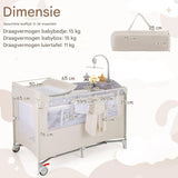 Babybed XL -  125 x 65 x 76 cm - Activiteitencentrum met Antislip Basis en Ritsdeur - Babybox - Grijs/Beige/Bruin - Ruime en Veilige Speelplek - Niet-Toxisch Materiaal - Lichtgewicht en Draagbaar