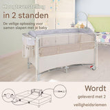 Babybed XL -  125 x 65 x 76 cm - Activiteitencentrum met Antislip Basis en Ritsdeur - Babybox - Grijs/Beige/Bruin - Ruime en Veilige Speelplek - Niet-Toxisch Materiaal - Lichtgewicht en Draagbaar