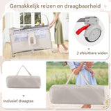 Babybed XL -  125 x 65 x 76 cm - Activiteitencentrum met Antislip Basis en Ritsdeur - Babybox - Grijs/Beige/Bruin - Ruime en Veilige Speelplek - Niet-Toxisch Materiaal - Lichtgewicht en Draagbaar