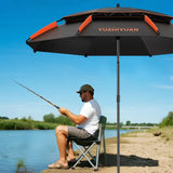 Zwarte & Oranje Terrasparasol 235 cm met Kantelmechanisme – UPF50+ UV-Bescherming, Dubbele Ventilatie, Draagtas inbegrepen – Ideaal voor Tuin, Strand, Camping of Picknick