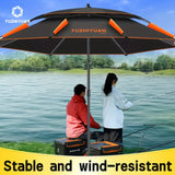 Zwarte & Oranje Terrasparasol 235 cm met Kantelmechanisme – UPF50+ UV-Bescherming, Dubbele Ventilatie, Draagtas inbegrepen – Ideaal voor Tuin, Strand, Camping of Picknick