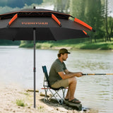 Zwarte & Oranje Terrasparasol 235 cm met Kantelmechanisme – UPF50+ UV-Bescherming, Dubbele Ventilatie, Draagtas inbegrepen – Ideaal voor Tuin, Strand, Camping of Picknick