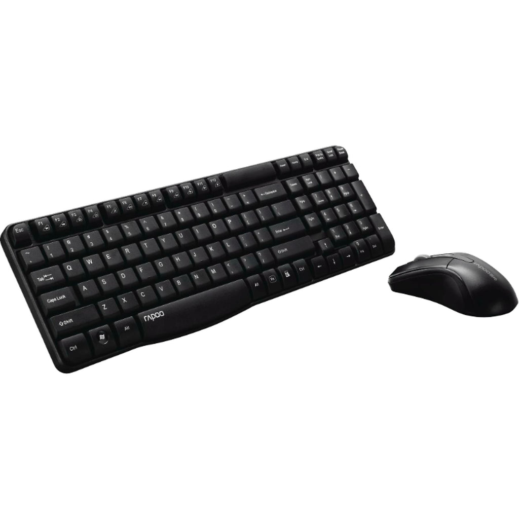 Draadloos Toetsenbord en Muis Set – AZERTY Indeling – Rapoo X1800S – Bluetooth Verbinding – Stil Toetsenbord met Sneltoetsen – Optische Muis – Energiezuinig – Zwart – Geschikt voor Windows en macOS