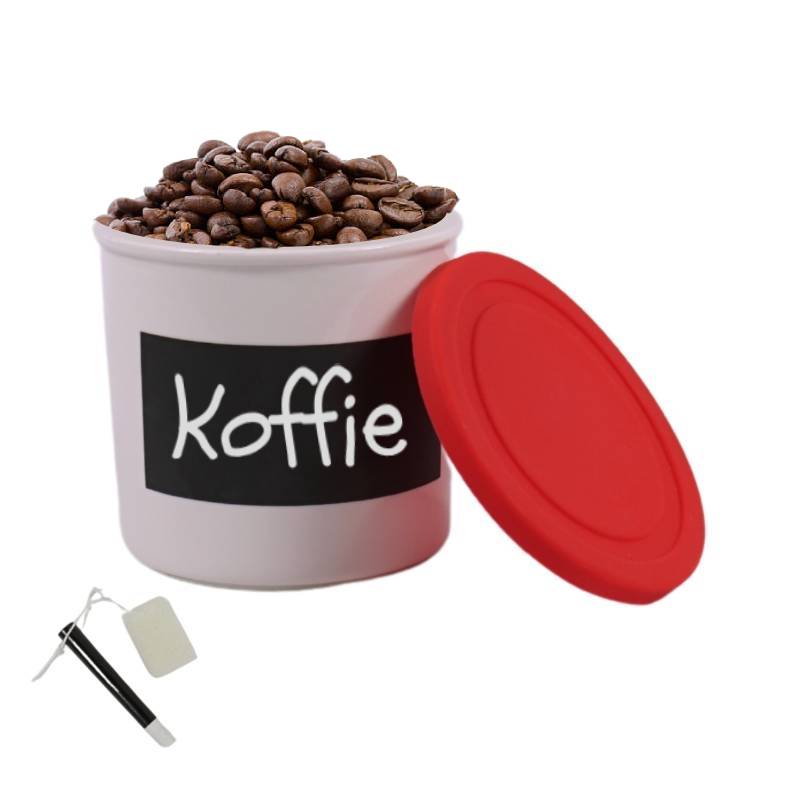 2 Stuks - Porseleinen Opbergpot Met Krijt Label – 850 ML – Luchtdichte Voorraadpot – Stapelbare Container – Ideaal Voor Droogwaren, Snacks en Vloeistoffen