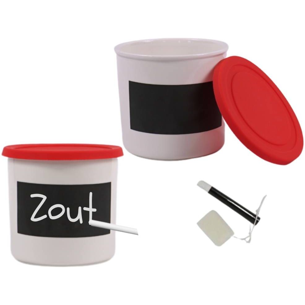 2 Stuks - Porseleinen Opbergpot Met Krijt Label – 850 ML – Luchtdichte Voorraadpot – Stapelbare Container – Ideaal Voor Droogwaren, Snacks en Vloeistoffen