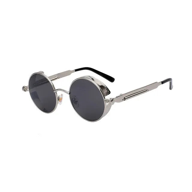 FEISEDY Retro Gothic Steampunk Zonnebril - Ronde Metalen Frame - Unisex UV400 Bescherming - Lichtgewicht - Steampunk Stijl Zonnebril Voor Mannen en Vrouwen - Geschikt Voor Wandelen, Rijden, Reizen en Dagelijks Gebruik - Model B1857
