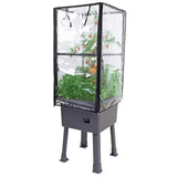 Verhoogde Kweekbak – Kunststof Bloembak op Pootjes – Inclusief Verstelbaar Frame – Mini Kas met Afneembare Hoes – Bewateringssysteem – 116 cm