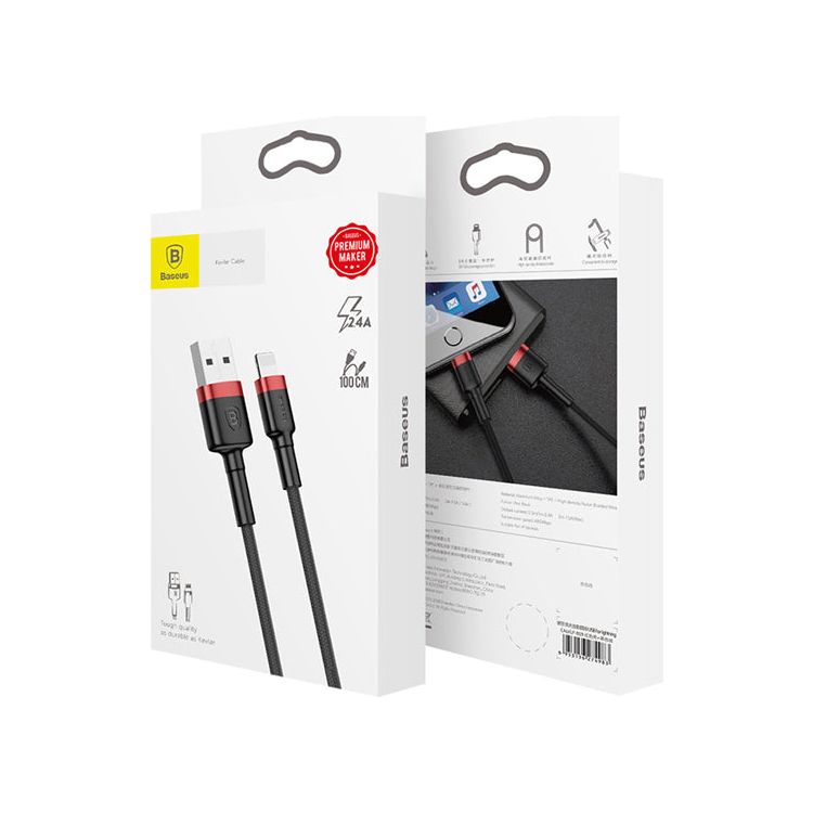 Baseus - 2 meter USB Lightning Kabel - Geschikt voor Apple iPhone - Nylon Gevlochten Oplaadkabel - Duurzaam Ontwerp - USB naar Lightning Kabel - Bestandsoverdracht en Opladen - Aluminium Connectors - Anti-War Technologie