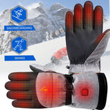 Verwarmde Ski-Handschoenen voor de Winter - Elektrische Handschoenen met Smart Tips - Waterdicht & Touchscreen Vriendelijk, Elektrisch Verwarmd voor Motorsport & Buitensporten in Koud Weer, Grijs/Zwart