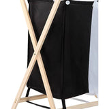 Wasmand met 3 Compartimenten - 120L Was Sorteren Organizer - Houten Frame Wasmand met Stoffen Vakken - Wasgoedmand met Scheiding voor Kleur, Wit en Donker - Wasbox 85 x 43 x 81 cm - Opvouwbare Wasverzamelaar