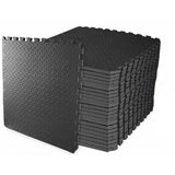 Set van 56 Vloerbeschermingsmatten met Randen – 30 x 30 cm | EVA Schuim Puzzeltegels voor Fitness, Gym, Garage, Speelkamer of Zwembad | Antislip, Geluiddempend &amp; Waterdicht – 1 cm dik