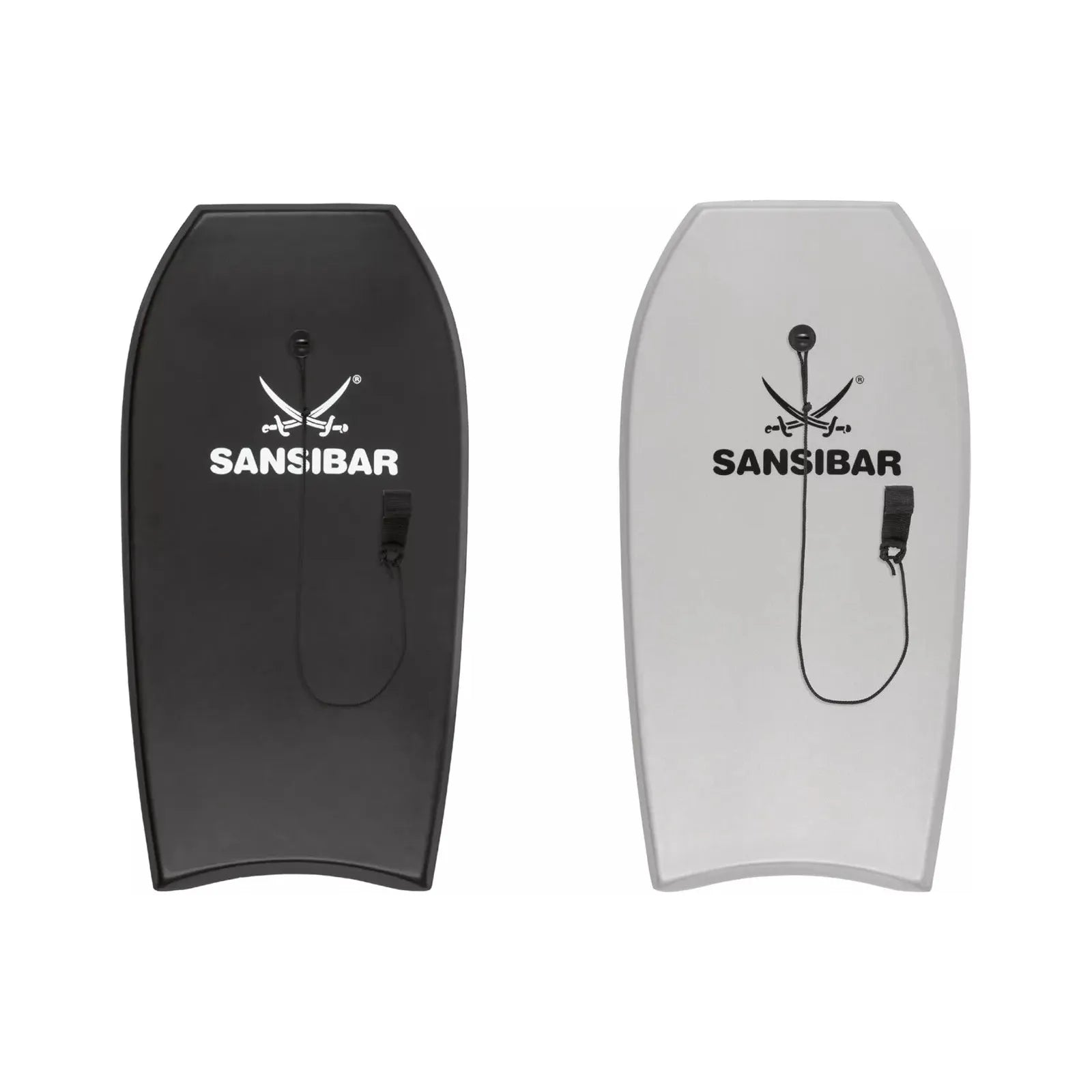 Sansibar Bodyboard - 100x49x5 cm - Lichtgrijs - Instapmodel voor Beginners - Met Leash & EPS-Schuimkern - Max. 85 kg