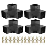 Pergola Beugels 3-Weg Set voor 4x4 Balken (Werkelijke maat: 3,5" x 3,5") – Met Bevestigingsmateriaal – Zware Poedergecoate Stalen Hoekverbindingen voor Pergola’s, Terrassen en Tuinoverkappingen