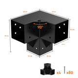 Pergola Beugels 3-Weg Set voor 4x4 Balken (Werkelijke maat: 3,5" x 3,5") – Met Bevestigingsmateriaal – Zware Poedergecoate Stalen Hoekverbindingen voor Pergola’s, Terrassen en Tuinoverkappingen