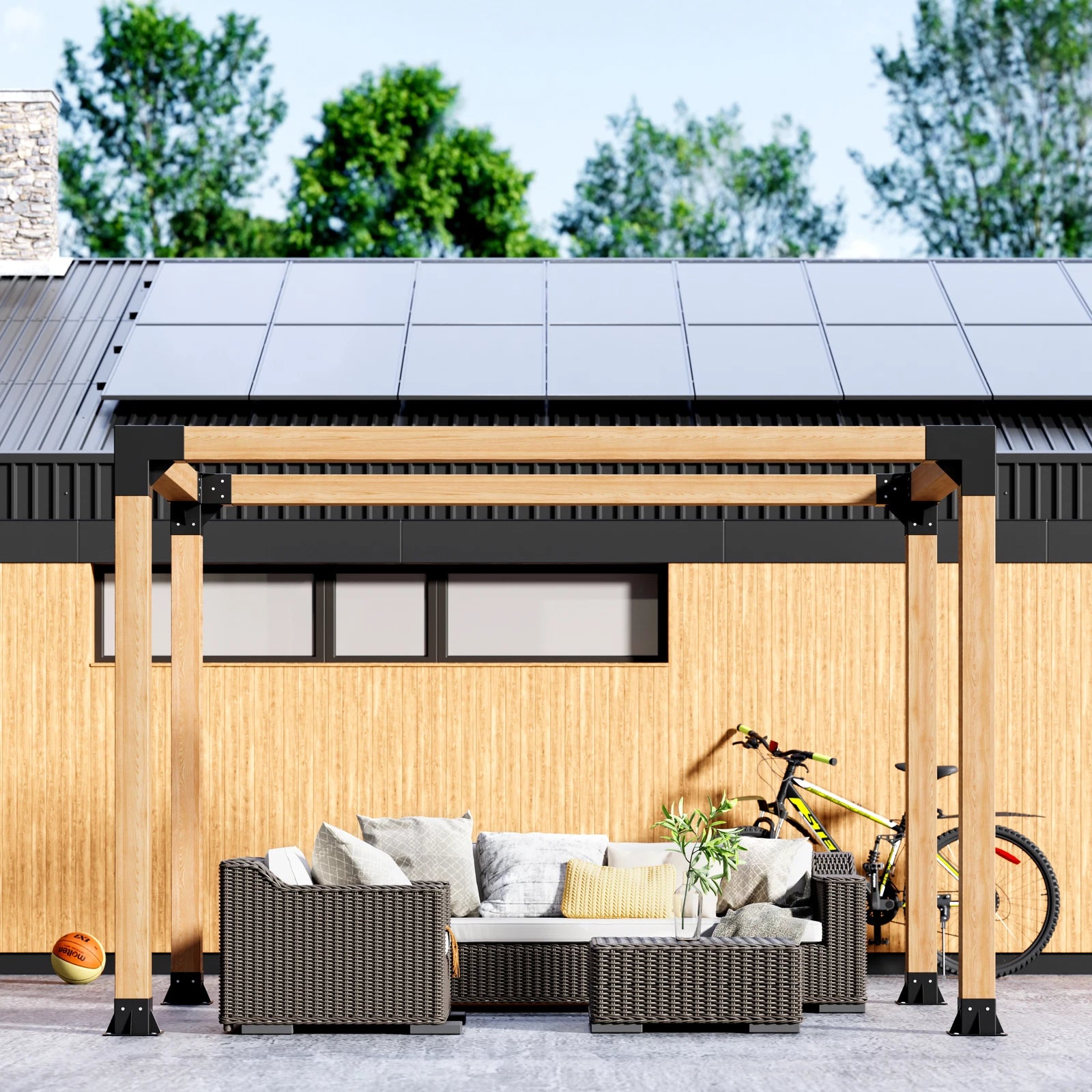 Pergola Beugels 3-Weg Set voor 4x4 Balken (Werkelijke maat: 3,5