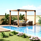 Pergola Beugels 3-Weg Set voor 4x4 Balken (Werkelijke maat: 3,5" x 3,5") – Met Bevestigingsmateriaal – Zware Poedergecoate Stalen Hoekverbindingen voor Pergola’s, Terrassen en Tuinoverkappingen