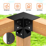 Pergola Beugels 3-Weg Set voor 4x4 Balken (Werkelijke maat: 3,5" x 3,5") – Met Bevestigingsmateriaal – Zware Poedergecoate Stalen Hoekverbindingen voor Pergola’s, Terrassen en Tuinoverkappingen