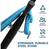 Dubbele Hangmat met Stalen Frame – Draagbaar, Ruimtebesparend & Heavy Duty – Voor Tuin, Balkon, Terras of Binnengebruik – Inclusief Hangmat