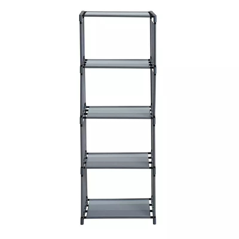 5-Lagen Boekenkast met 4 Opbergvakken – Moderne Boekenplank en Displaykast – Opvouwbare Organizer van Non-Woven Stof &amp; PP – Ruimtebesparend Opslagrek voor Boeken, Documenten en Decoratie – 125×41×28 cm – Lichtgewicht &amp; Duurzaam